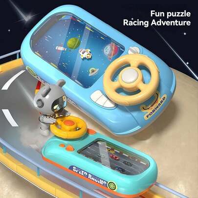 Kids Racing Adventure Game Console, Electric Steering Wheel With Sound & Light Effects, Interactive Toy For Parent-Child