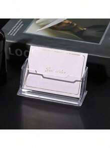 1pc Acrylic Transparent Desktop Business Card Holder, Clear Layered Card Storage Box, Plastic Made Small Card Organizer, Suitable For Storing Business Cards, Place Cards, Cards In Various Occasions, Exhibitions, Daily Use