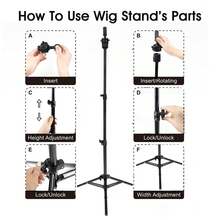 19.6/43.3英寸假发支架三脚架金属可调节模特头架升级可折叠假发头架适用于美容美发培训