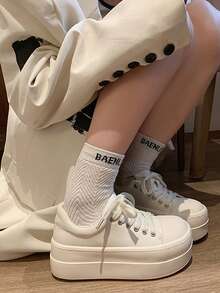 Fashionable Spring Dad Platform Sneakers In Synthetic Material - Beige [upgraded Solid Soft Sole] - View 5