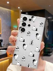 1pc Halloween Ghost Black Cat Polka Dot Soft Phone Case Compatible With IPhone, Honor, Redmi, Galaxy, Phones - Clear - View 4