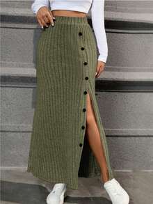 Falda Dama Larga Casual Elegante Mujer falda midi mujer - Verde - Ver 3