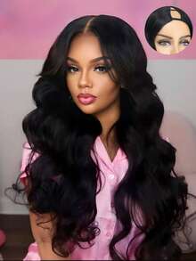 V Part Body Wave Human Hair Wigs For Women Upgrade U Part Human Hair Wig Put On And Go Brazilian Virgin 200 Density Glueless Wigs Human Hair No Leave Out Clip In No Glue Natural Color 40inch - Natural Black - 查看 2