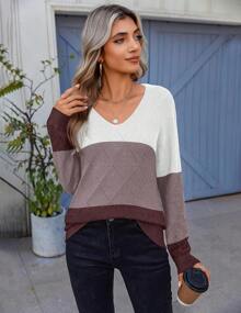 Womens Sweaters Fall 2025 Long Sleeve Knit Pullover V Neck Lightweight Crochet Sweater Tops Dressy Casual Halloween Christmas New Year - 紫色 - 查看 10