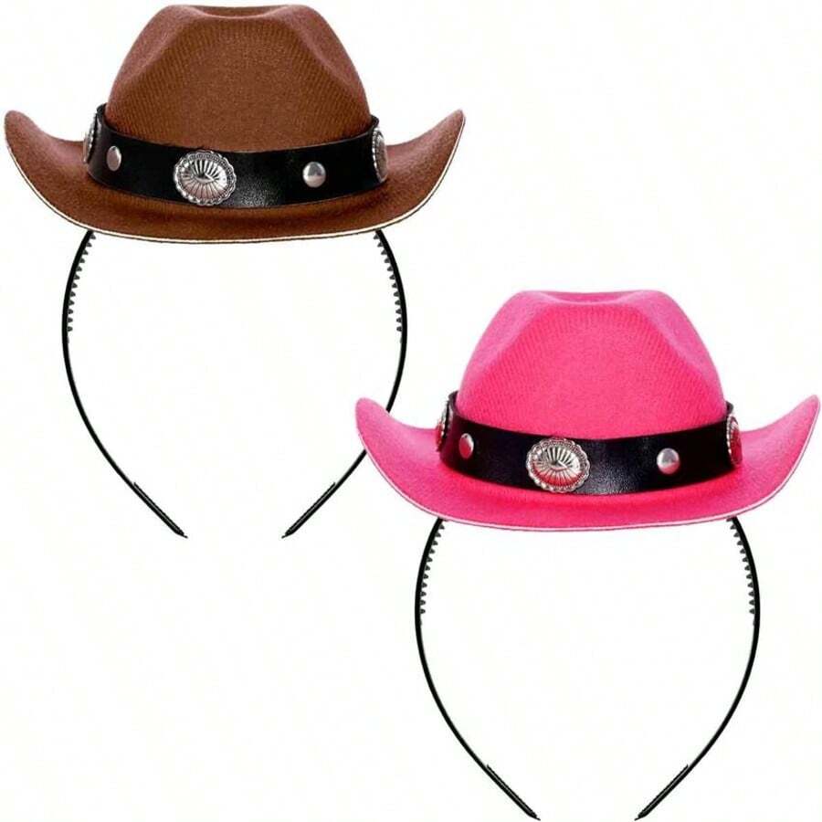 2 Pieces Denim Hat Women's Mini Headband Western Style Birthday Christmas Party Gift, Party Decoration Hat