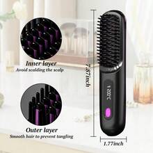 Mini Hair Straightener Brush, Straightening Comb, 20s Fast Heating, Automatic Constant Temperature, Reduce Hair Damage
