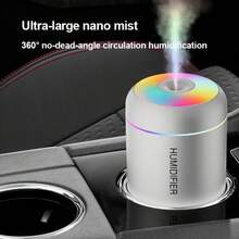Humidificador de aromaterapia portátil USB, difusor de aceites esenciales, ambientador, con luces LED de colores, hecho de material ABS, bajo voltaje ≤36V, adecuado para dormitorio, sala de estar, escritorio de oficina y uso en automóvil