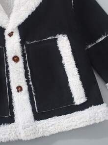 Kleine Jungen Herbst/Winter Cord-Kragen symmetrische Taschen Einreiher Lässig Jacke