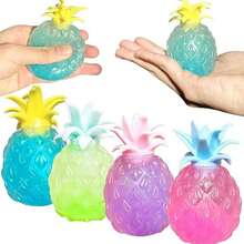 1/2/12 Stücke Ananas-förmiger Stressball, leuchtender Frucht-Fidget-Toy, sensorisches Quetschspielzeug, Dehn- und Quetschball, Fingerdruck-Entlastungsspielzeug, Stressball, Geburtstagsgeschenk, zufälliger Stil und Farbe - Verschiedenfarbig - Übersicht 2