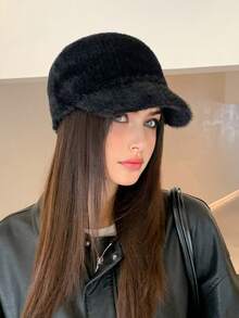 1 件女士蓬松棒球帽，宽边保暖渔夫帽，百搭休闲装，适合户外和日常使用，秋冬