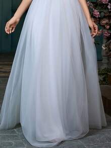 女士优雅鸡尾酒会礼服，正式超长开叉大腿晚间婚礼宾客礼服，金属面料，成熟性感，适合正式派对、毕业派对、婚礼、舞台表演、单身派对、春夏秋 - 白色 - 查看 9