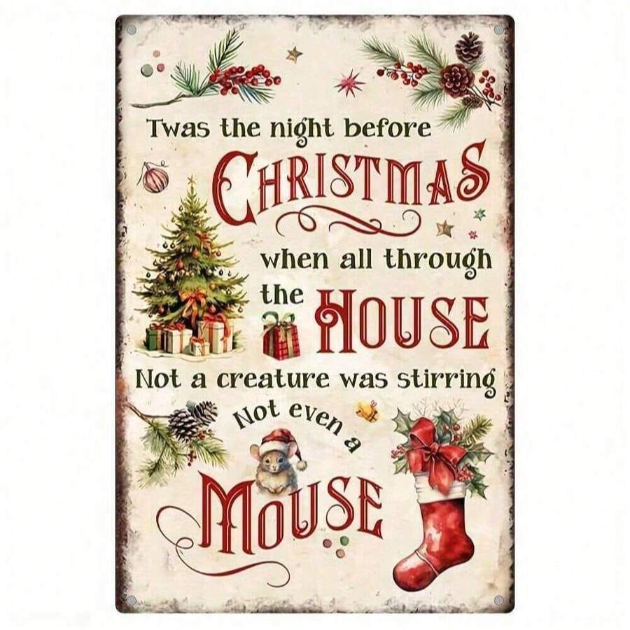 Segno d'arte da parete in metallo con regole natalizie vintage - 30x20cm Decorazione in ferro vintage con fori preforati, resistente alle intemperie e impermeabile, perfetto per casa, ufficio, bar e decorazione della stanza, decorazione da parete in metallo