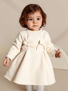 SHEIN Elladie kids 女婴蝴蝶结前立领锁孔后背连衣裙