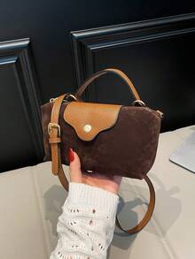 新款秋冬哑光小包，月牙形包，女士尼龙迷你简约单肩包，磁扣饺子包，休闲可爱时尚手提包 - 咖啡 - 查看 7