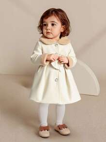 SHEIN Elladie kids Baby Girl Casual Plush Patchwork Jacket, Autumn/Winter