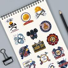 50 张美国劳动节贴纸乙烯基贴纸剪贴簿、日记本、笔记本电脑、保险杠、滑板、水瓶、电脑、手机、卡通、安全帽、汽车贴纸和贴花 - 彩色 - 查看 8