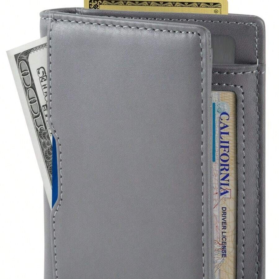 Titanium Gray - Blocking Genuine Leather Thin Minimalist Front Pocket Wallet - Titanium Gray - 查看 1