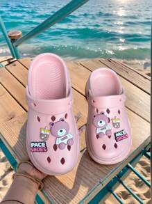 4 Estaciones Nuevas Sandalias Unisex Transpirables de Oso Sin Ojos Beige, Diseño Perforado Suave EVA Antideslizante e Impermeable, Adecuado para Interior/Exterior, Playa, Vacaciones, Cómodo, Duradero, Antibacteriano, Uso Casual Diario