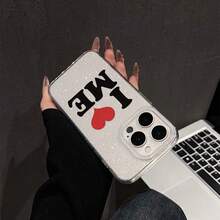 Heart-Shaped "ME" Personalized Phone Case, Compatible With Iphone 16 Pro Max, 15, 14 Plus, 13, 12, 11 Protective Cover - Transparent Frame Flash Point - View 3