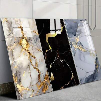 22pcs/50pcs Waterproof Imitation Marble Tiles - Self-Adhesive Wall Stickers, Tear And Paste Wall Tiles - Living Room, Kitchen, Tailgate, Bathroom Household Wallpaper, Easy To Install, Size 30Cmx60Cm