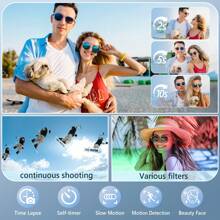 SONGDIAN 数码相机 4K 30fps 超高清 48MP 摄影相机，配备 32GB TF 卡、850mAh 可充电电池、16 倍光学变焦、3 英寸 TFT 180° 可旋转翻转屏幕、即时 Vlog 相机，适用于视频博客、初学者友好型便携式设计礼物 - Camera + Filter - 查看 7