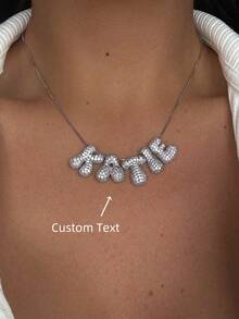 1 chiếc vòng cổ tên chữ cái đơn giản tùy chỉnh bằng đá Cubic Zirconia bong bóng 3D sang trọng, mặt dây chuyền chữ cái MAMA cá nhân hóa, thời trang, tối giản, giản dị, cổ điển, quà tặng độc đáo cho bạn gái, mẹ, gia đình, bạn bè, con gái, kỷ niệm, ngày lễ tình nhân, ngày của mẹ, sinh nhật, tốt nghiệp, trang phục hàng ngày, đám cưới, tiệc tùng - Bạc - Xem 3