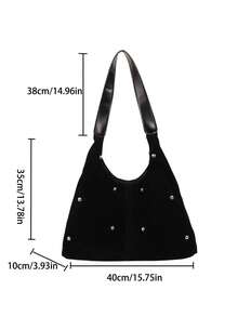 Túi xách thời trang mới, túi tote phong cách nữ tính, túi đính đinh tán, túi đeo chéo nhung cá tính dành cho nữ đi làm. - màu đen - Xem 4