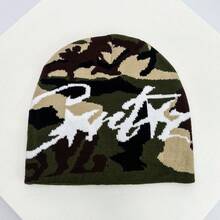 1 件男女通用美式嘻哈街头风格提花针织帽，保暖，适合秋冬季服装