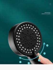 五档增压淋浴喷头，适用于家庭浴室、热水器、沐浴、增压软管、淋浴喷头。 - 黑色 - 查看 5