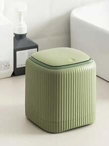 1 件豪华迷你垃圾桶，带按压式顶盖 - 防臭，双桶设计，适合家庭、办公室和汽车使用 - 有米色、棕色和绿色可选，厨房和浴室垃圾桶，家居装饰 | 现代迷你垃圾桶 | 塑料结构，家用垃圾桶，浴室微型桌面垃圾桶，家庭办公桌装饰，咖啡桌，办公室，客厅，书房，厨房，梳妆台桌面，卧室，浴室 - 彩色 - 查看 4