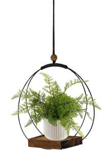 Indoor Plant Hanging Planter, Black Plant Hanger With Sturdy Wooden Base, Modern Boho Plant Holder For Wall, Ceiling, Window, Home Decor (Plants/Pots Not Included)