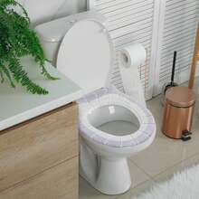 1/2/5pcs Thickened Toilet Seat Covers, Soft & Comfortable, Elastic, Easy To Install, Creative Pumpkin Pattern, Universal Toilet Seat Covers, Thick & Washable, Bathroom Decor, Winter Decoration