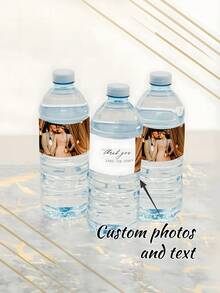 Custom Photo Water Bottle Label-38 Styles,10pcs Personalized Celebration Tags,Personalized DIY Bottle Water Waist Seal Stickers,Personalized Water Bottle Labels For Wedding, Birthday, Baptism , Wedding Thank You Stickers,Christmas Water Bottle Labels Waterproof - Christmas Party Decoration - Holiday Party Decor,For Housewarming,Chic Design - Multicolor - View 2