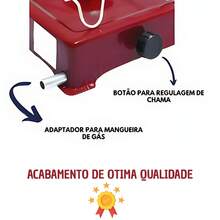 Fogão Duas Bocas A Gás Camping Portatil Pescaria Cozinha - Preto - Visão 2