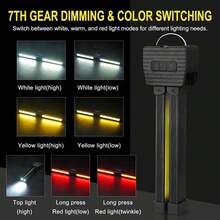 1 pieza Lámpara portátil moldeadora, Luz de trabajo magnética, 7 niveles de brillo, Diseño plegable giratorio 180°, Gancho y linterna de mano, Banco de energía recargable por USB, Luz de camping LED - Negro - Negro - Ver 3