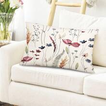 2 件装春季亚麻枕套，水彩蓝绿野花装饰农舍风格枕套，季节性家居沙发装饰，单面印花，不含枕芯（16 英寸 x 16 英寸，18 英寸 x 18 英寸，20 英寸 x 20 英寸） - 藍色綠色 - 查看 12