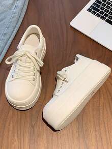 Fashionable Spring Dad Platform Sneakers In Synthetic Material - Beige [upgraded Solid Soft Sole] - View 10