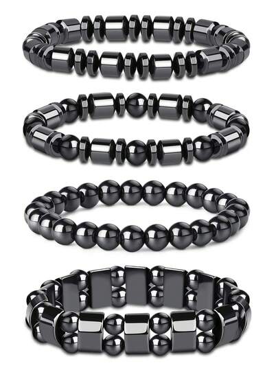 Xiacheng Pulsera magnética de hematita - Pulsera ajustable con cuentas de piedra magnética de hematita, accesorio elegante, regalo para mamá, papá, esposa, amigos