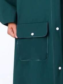 儿童带帽雨衣，带背包储物空间 - 绿松石色 EVA 全身雨衣，适合男孩和女孩，可重复使用，弹性袖口，拉链闭合，小熊和“RAIN BEACH”图案，非常适合上学、户外活动和休闲穿着。