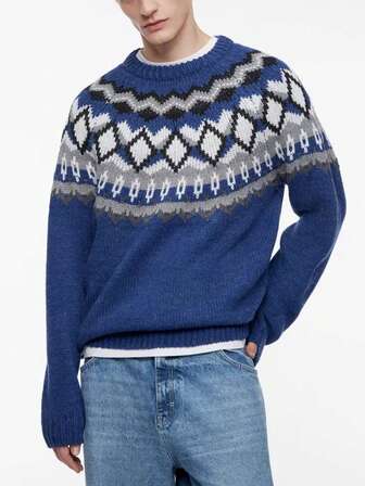 New Fashionable Fairisle Pattern Long Sleeve Men Sweater, Autumn/Winter