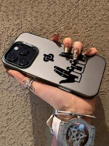 Street Hip Hop Hand Gesture Symbol Rapper JuL C'est Pas Des Lol Print Black Shockproof Matte Protective Phone Case, Full Coverage Hard Phone Protective Cover, Compatible With IPhone & Galaxy - Multicolor - View 1