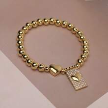 1pc CZ Micro Pave Virgin Charms Bracelet Cross Pendant Bracelet Fashion Religion Jewelry Bracelet