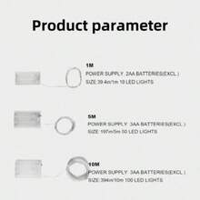 1 Lichterkette mit LED-Feenlichtern, weiße Farbe, batteriebetriebene Kupferdrahtlichterkette, geeignet als Geschenk, für Schlafzimmer, Weihnachten, Partys, Hochzeiten, Tischdekoration, Halloween, Sträuße, Gartendekoration, 1m/3m/5m (Batterien nicht enthalten)