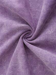 Star Pattern And "" Letter Print Men'S Summer Loose Fit Short Sleeved Washed Vintage 230g Pure Cotton Comfortable Breathable Casual Street Round Neck T-Shirt - 紫色 - 查看 7