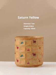 1/4 piezas Taza de café de cerámica con estampado de camello, taza de café para arte de latte, adecuada para reuniones familiares y ocasiones especiales, regalo con tema del desierto, apta para bebidas calientes y frías, oficina, cafetería, uso doméstico, patrón hecho a mano, regalo perfecto para amantes del café, taza de café única | Taza de cerámica reutilizable