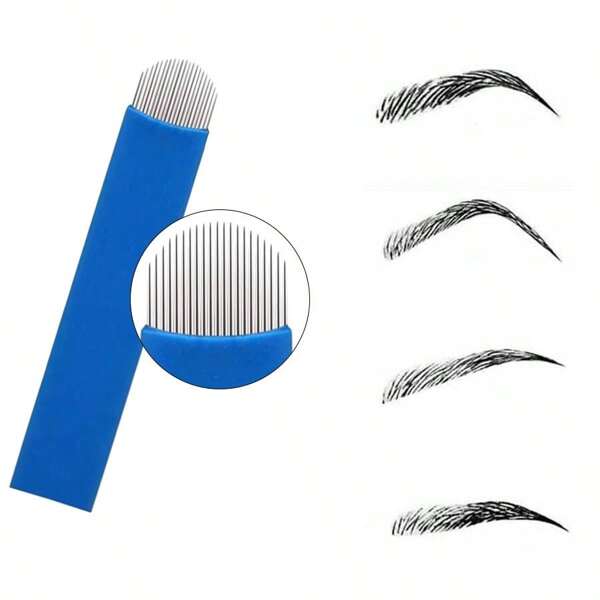 50/20/10 pièces Aiguilles de microblading pour sourcils 18U/12 broches de 0,18 mm de diamètre. Aiguilles de tatouage de maquillage permanent pour sourcils manuelles de 0,18 mm. Lames de microblading individuelles