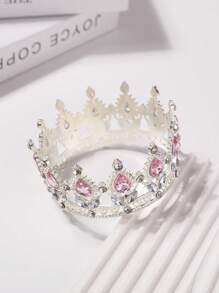 1 pieza Corona barroca de estilo europeo y americano para novia, tiara de aleación, regalo de cumpleaños de princesa, tocado, corona con vibra de reina, accesorios del Día de San Valentín