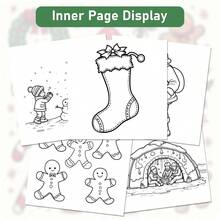 24-Page Christmas Coloring Book: Includes Christmas Wreath, Santa Hat, Candy Cane, Gingerbread Man And More, Christmas Gift, Halloween Gift, Birthday Gift, Party Gift, Anniversary Gift, 7.9*7.9in