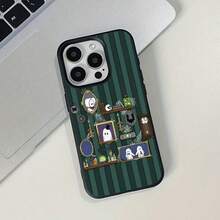 1pc Vintage TPU Material Skeleton Clock Bookshelf Striped Pattern Phone Case Compatible With Iphone/