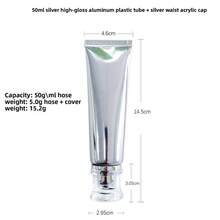 50ml Refillable Empty Aluminum-Plastic Tubes Silver Cosmetic Containers For Package Cleanser Hand Cream Cosmetic Lotion